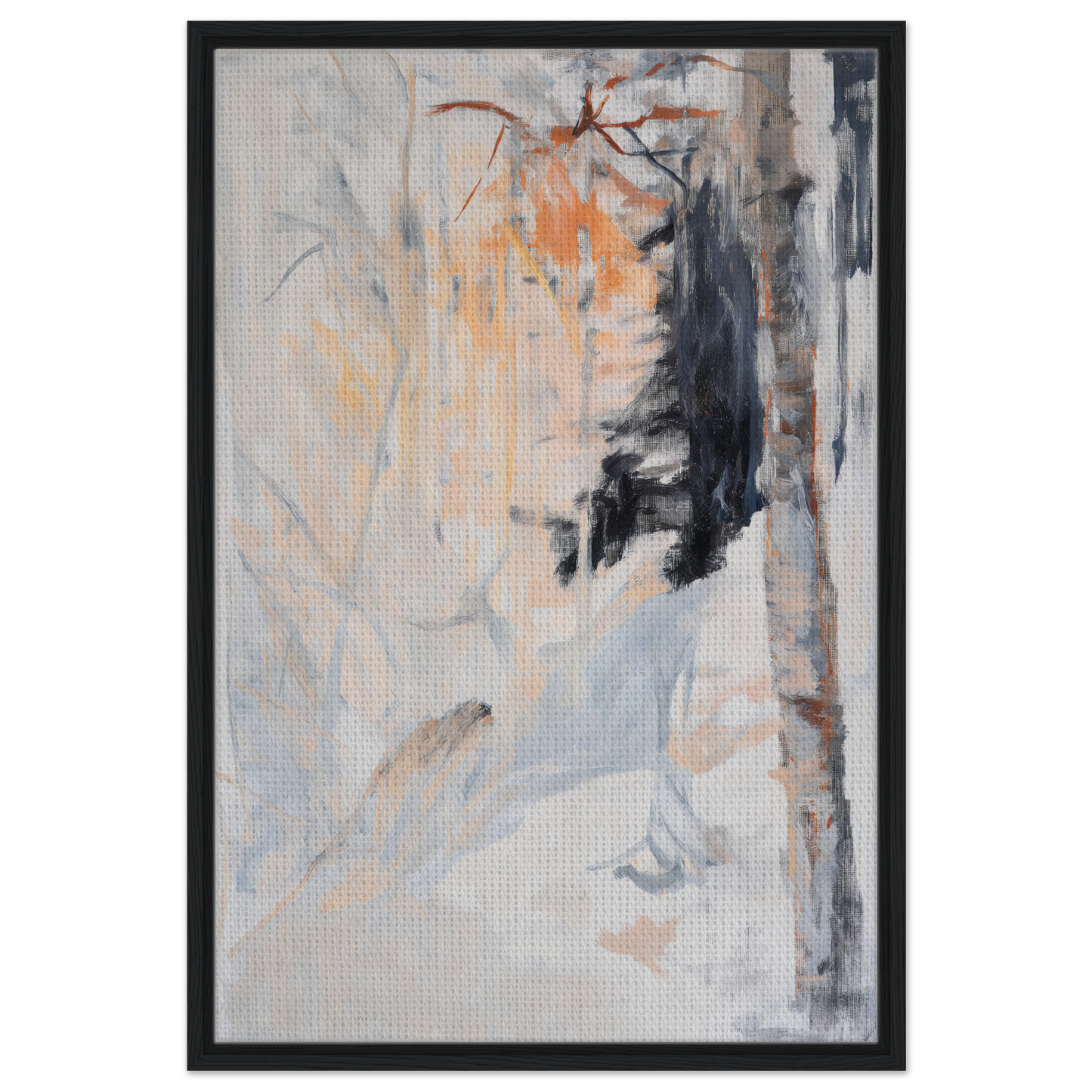 Abstract painting in muted colors with gestural brushstrokes for Ephemeral Brevised Transience