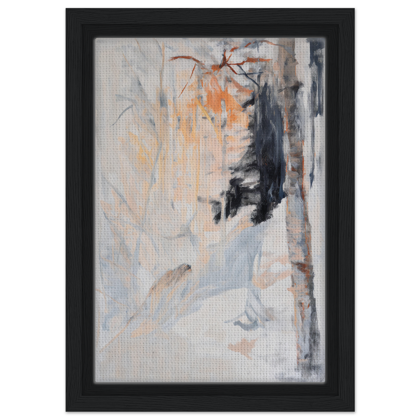 Abstract painting in muted colors and gestural brushstrokes for Ephemeral Brevised Transience room decor