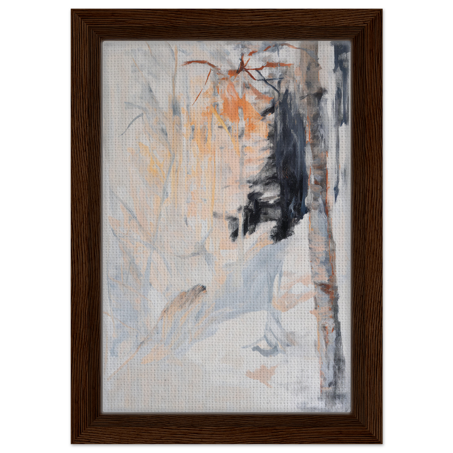 Abstract painting in muted colors and brushstrokes, framed canvas print Ephemeral Brevised Transience