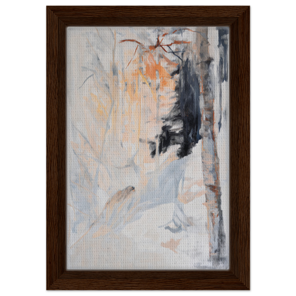 Abstract painting in muted colors and brushstrokes, framed canvas print Ephemeral Brevised Transience