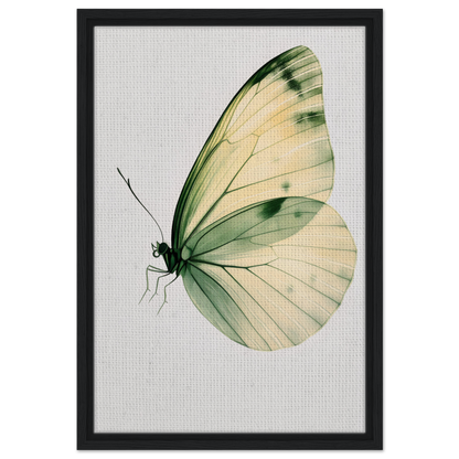 Delicate butterfly with green and cream wings for Ephemeral Wingtime Suspension canvas wall art