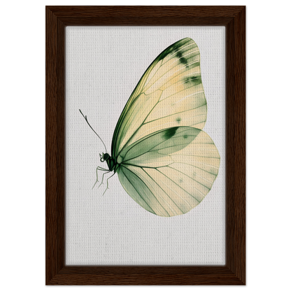 Delicate butterfly with pale green and white wings for Ephemeral Wingtime Suspension canvas wall art