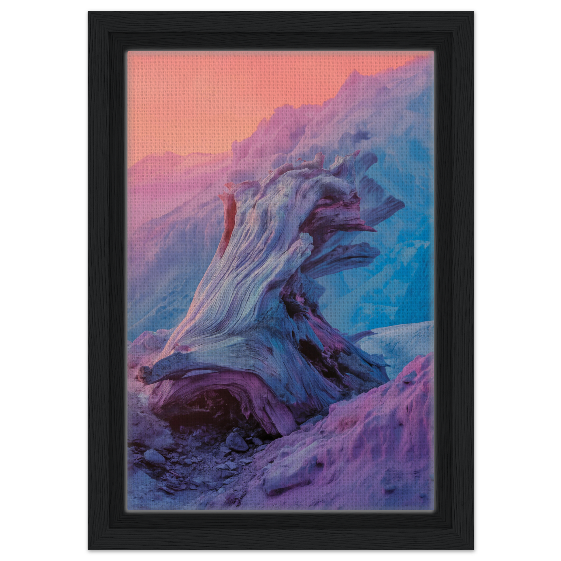 Abstract painting of colorful fluid forms in Ephemeral Woodscape Reverie framed canvas print