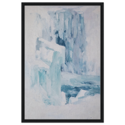 Abstract painting in soft blue and white, featured in Eternal Blue Whispers framed canvas print