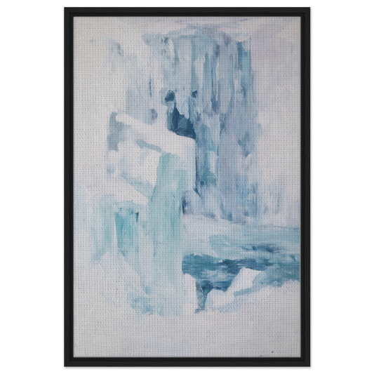 Abstract painting in soft blue and white, featured in Eternal Blue Whispers framed canvas print