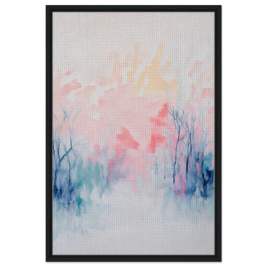 Framed canvas print of Eternal Dawnscapenienie with soft pastel misty forest scene