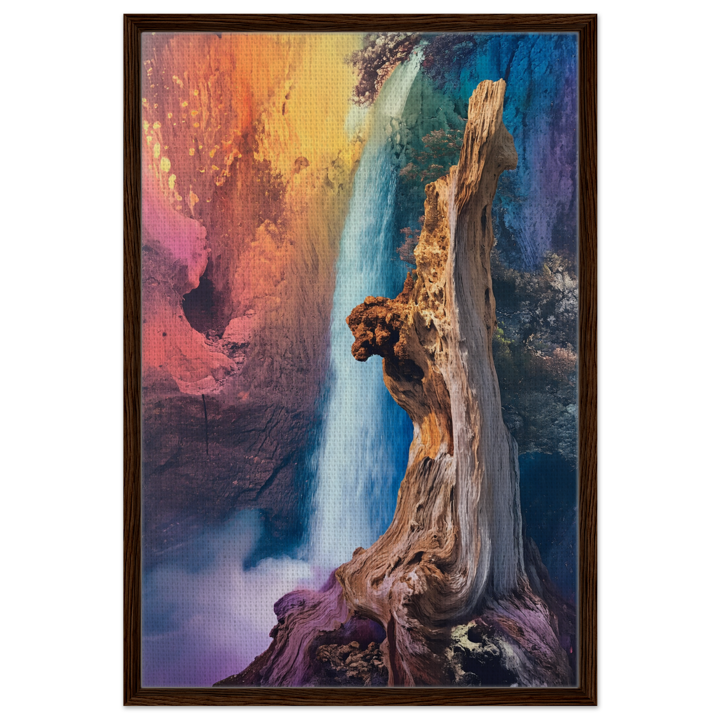 Gnarled tree trunk with cascading waterfall in Eternal Dreamscape Flux room decor