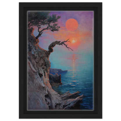 Coastal scene painting with gnarled tree and sunset in Eternal Horizon Dance canvas art