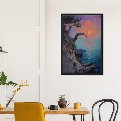 Framed canvas print of coastal sunset scene in Eternal Horizon Dance art