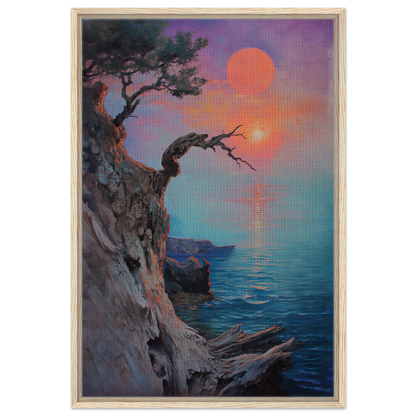 Framed canvas wall art of Eternal Horizon Dance featuring a coastal sunset scene