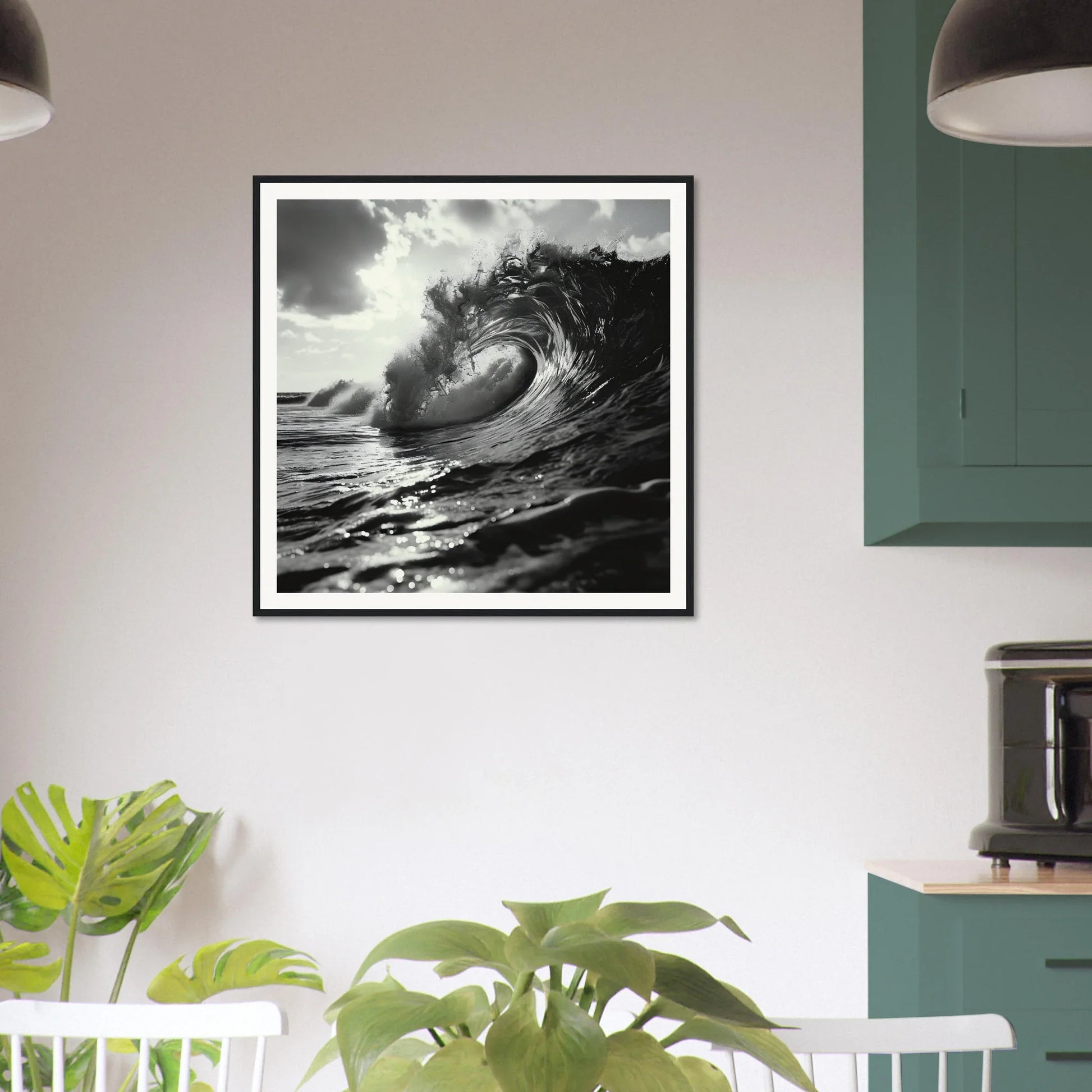 Black and white wave photo in a square frame for Eternal Wave Symphony special edition art™