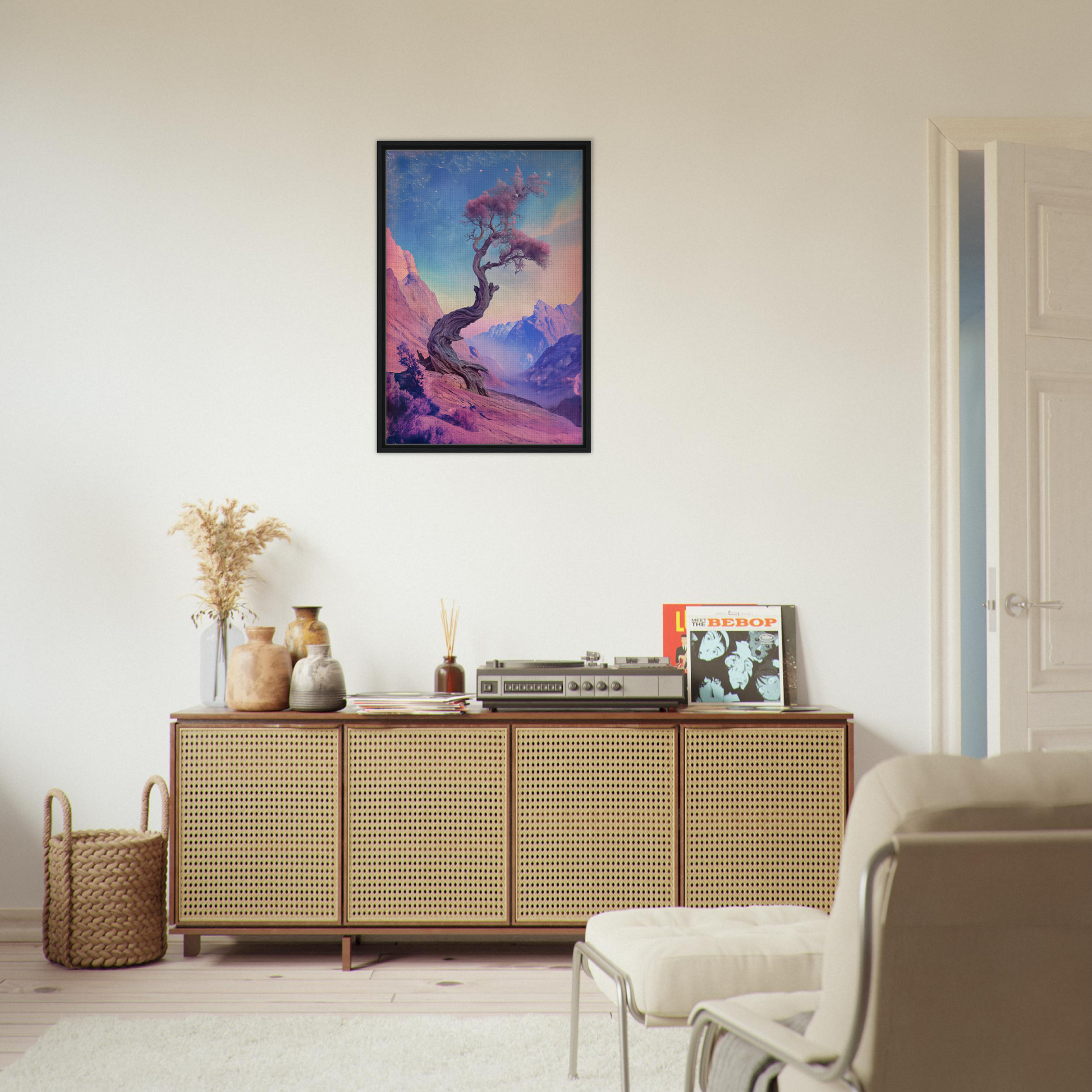 Wooden sideboard with rattan-style panels from Ethereal Arboreal Reverie collection