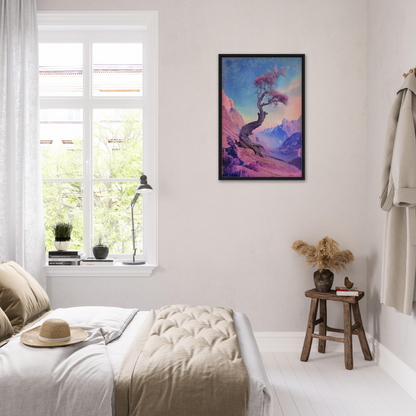 Colorful framed artwork of an abstract tree in Ethereal Arboreal Reverie room decor