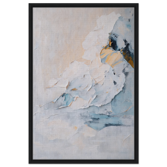 Abstract painting in soft hues and textures for Ethereal Birdscapes room decor