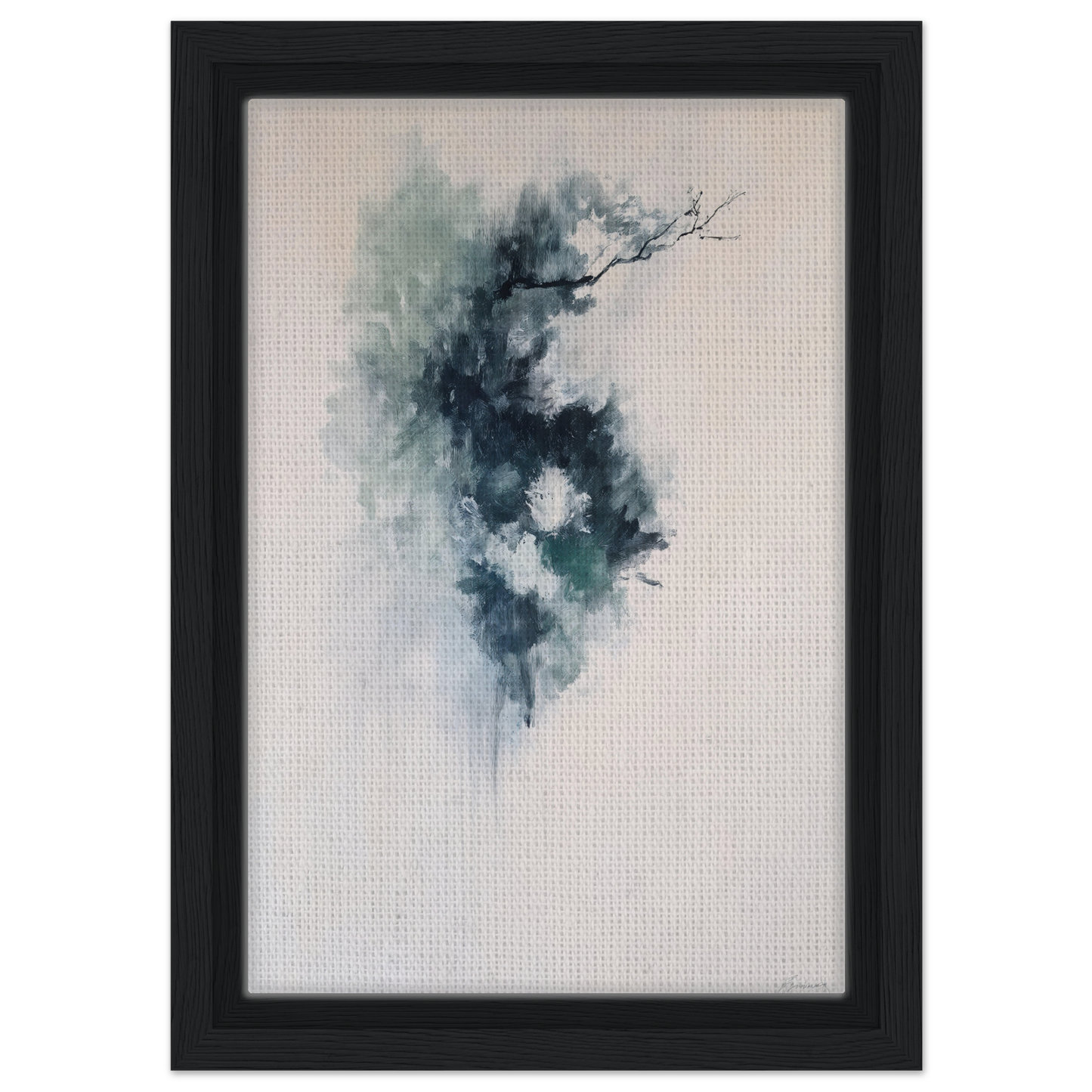 Abstract watercolor painting of a smoky blue-green swirl in Ethereal Blue Transcendence