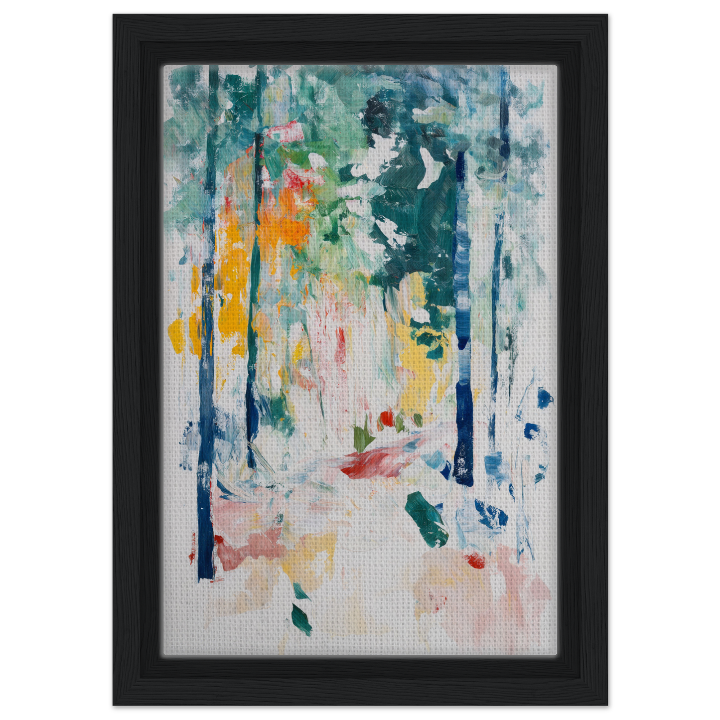 Colorful abstract painting for Ethereal Foliage Odyssey framed canvas art room decor