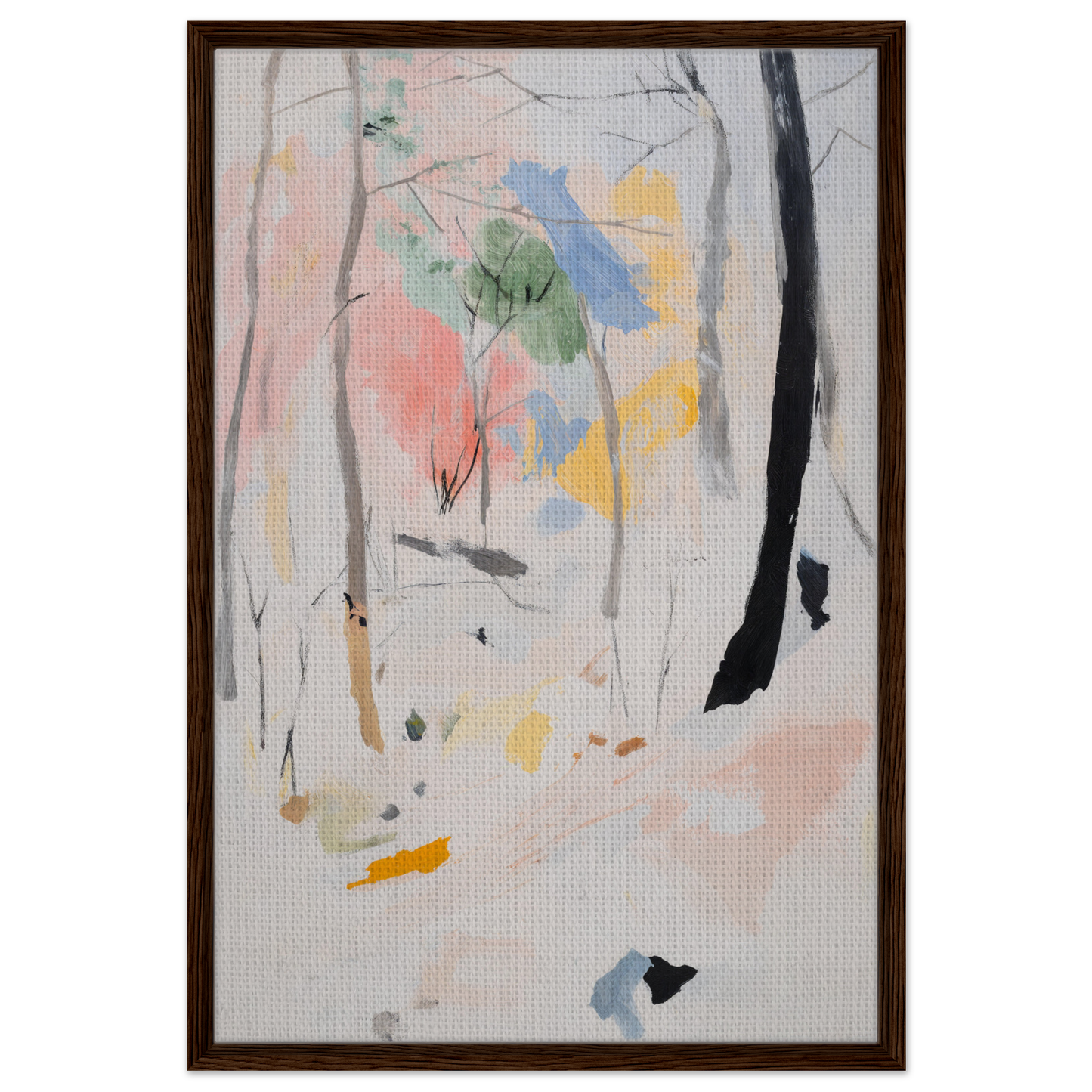 Abstract painting in pastel colors showcasing Ethereal Forest Epiphany framed canvas print