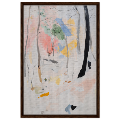 Abstract painting in pastel colors showcasing Ethereal Forest Epiphany framed canvas print