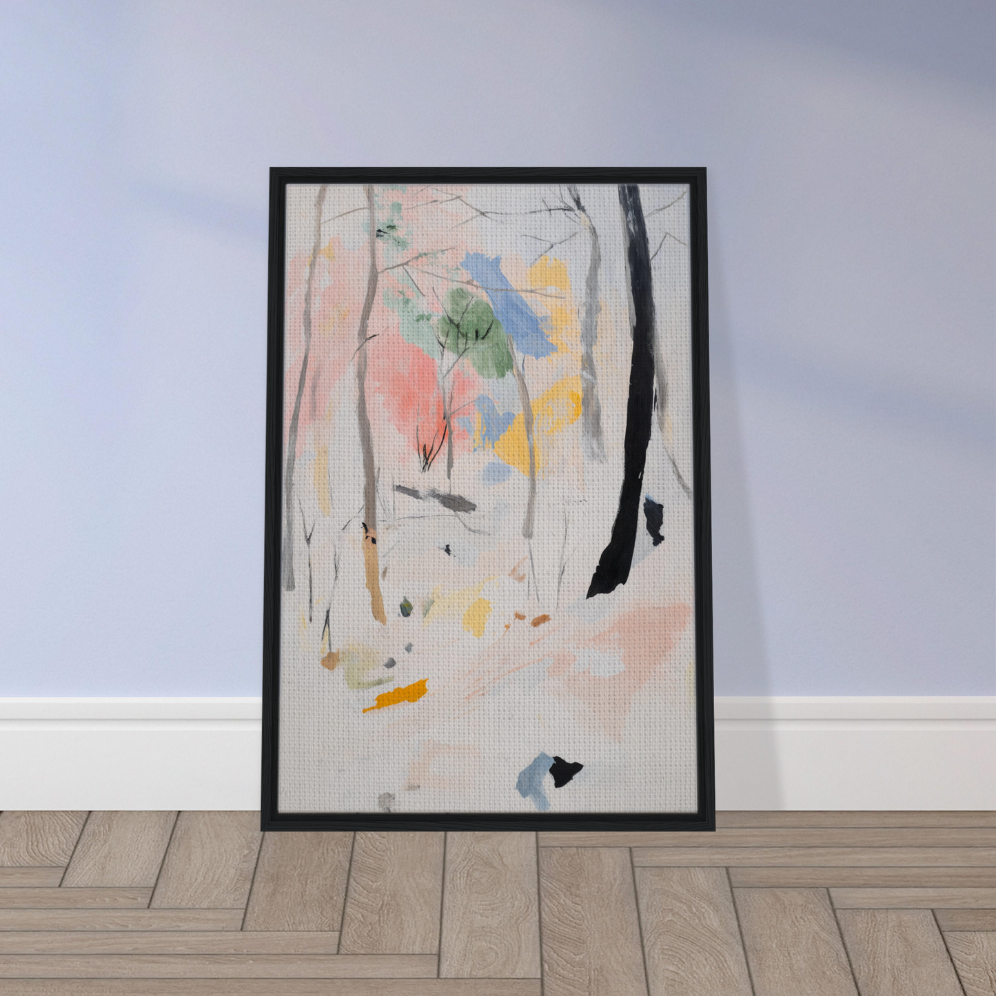 Framed canvas print of Ethereal Forest Epiphany featuring soft pastel colors and brushstrokes