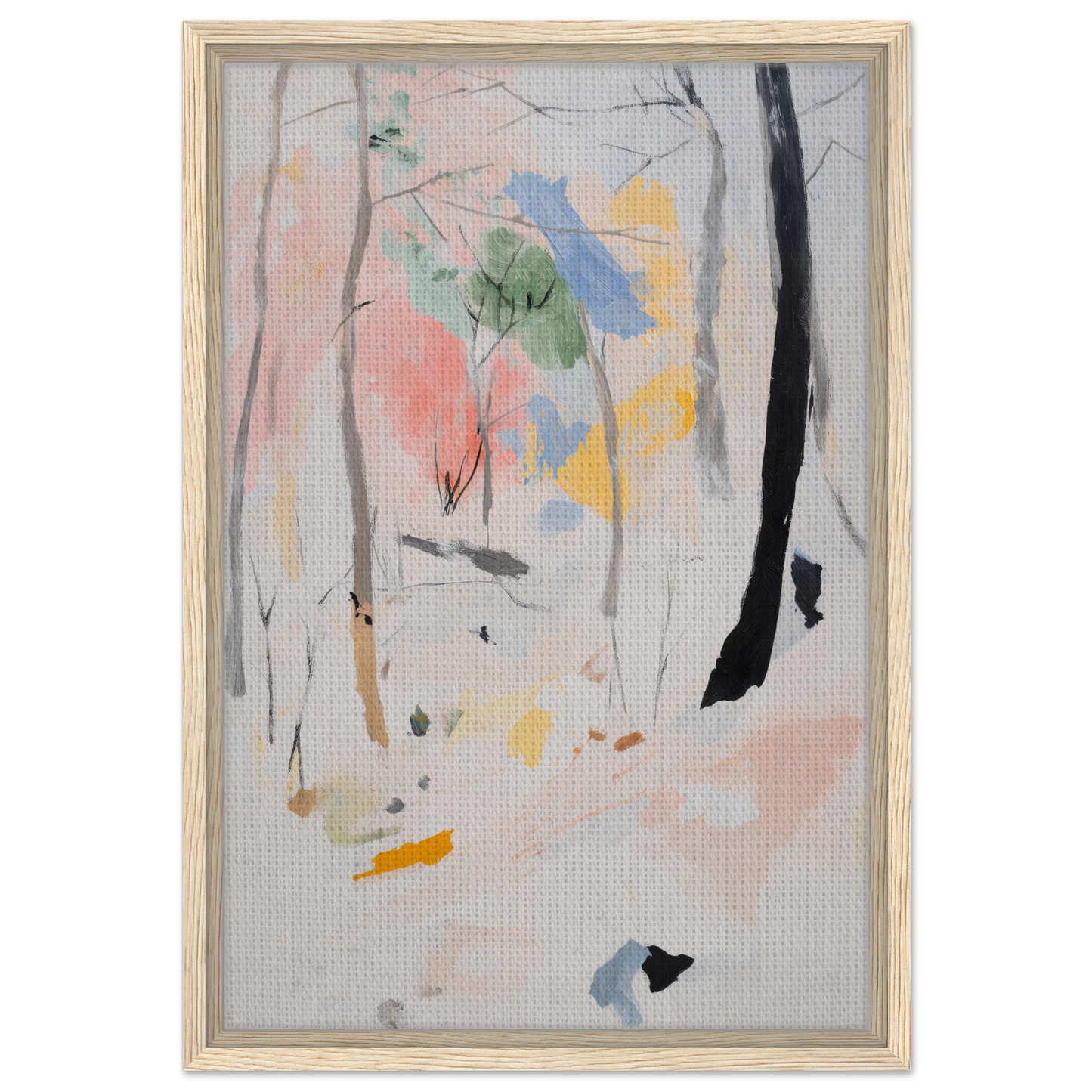 Abstract painting of Ethereal Forest Epiphany in soft pastels, ideal for room decor