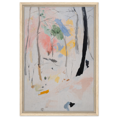 Abstract painting of Ethereal Forest Epiphany in soft pastels, ideal for room decor