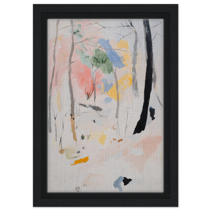 Abstract painting in pastel colors with black brushstrokes, Ethereal Forest Epiphany room decor