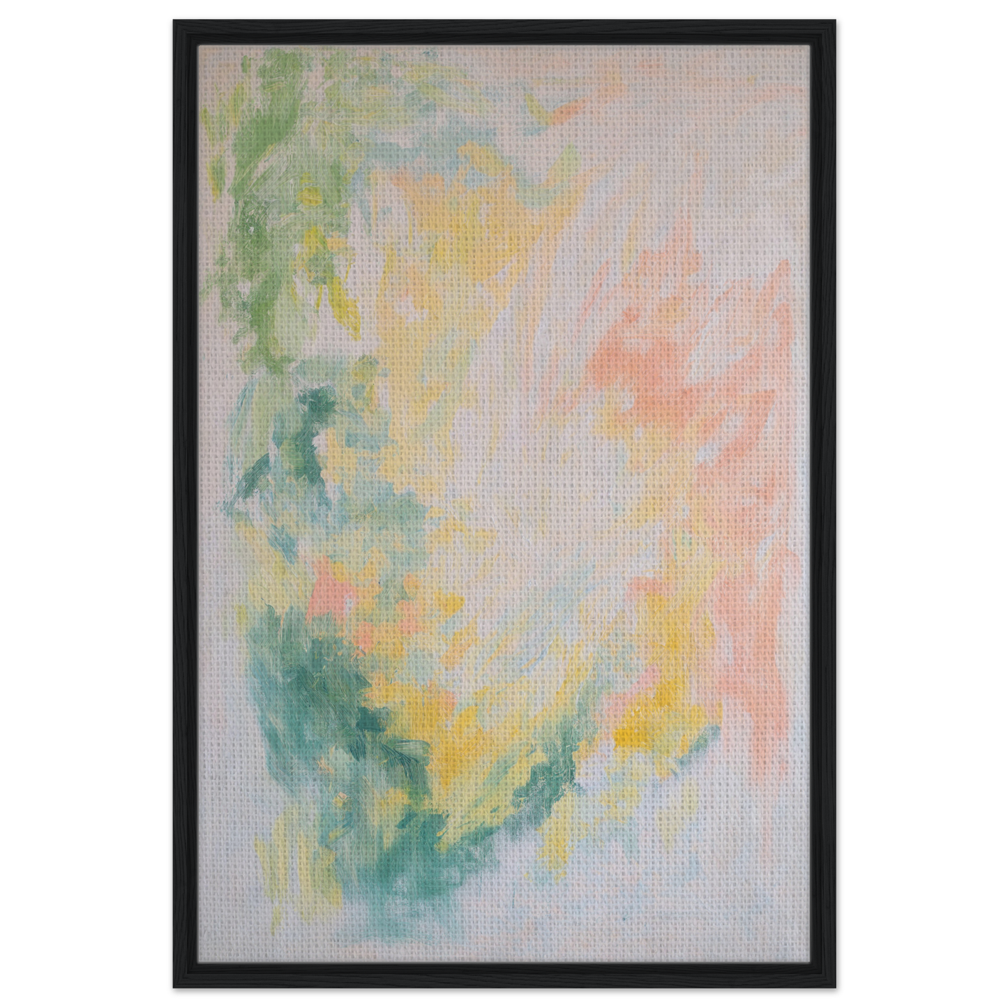 Abstract painting in soft pastels for Ethereal Whispers Ballet Framed Canvas Print