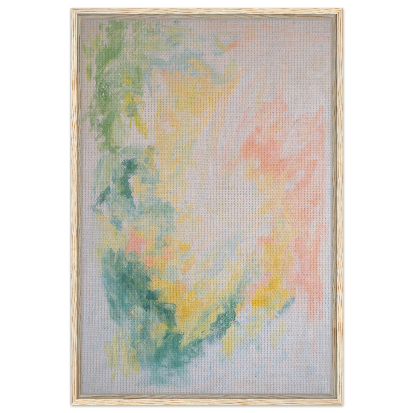 Abstract painting in soft pastel colors for Ethereal Whispers Ballet framed canvas print