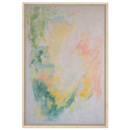 Abstract painting in soft pastel colors for Ethereal Whispers Ballet framed canvas print