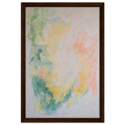 Abstract watercolor painting in soft pastels, framed canvas print titled Ethereal Whispers Ballet