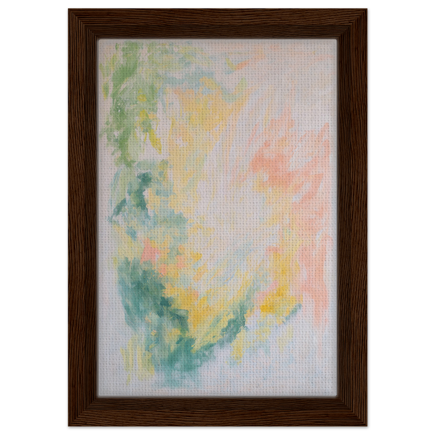 Framed canvas print of Ethereal Whispers Ballet in soft pastel colors blending