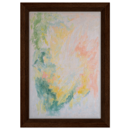 Framed canvas print of Ethereal Whispers Ballet in soft pastel colors blending