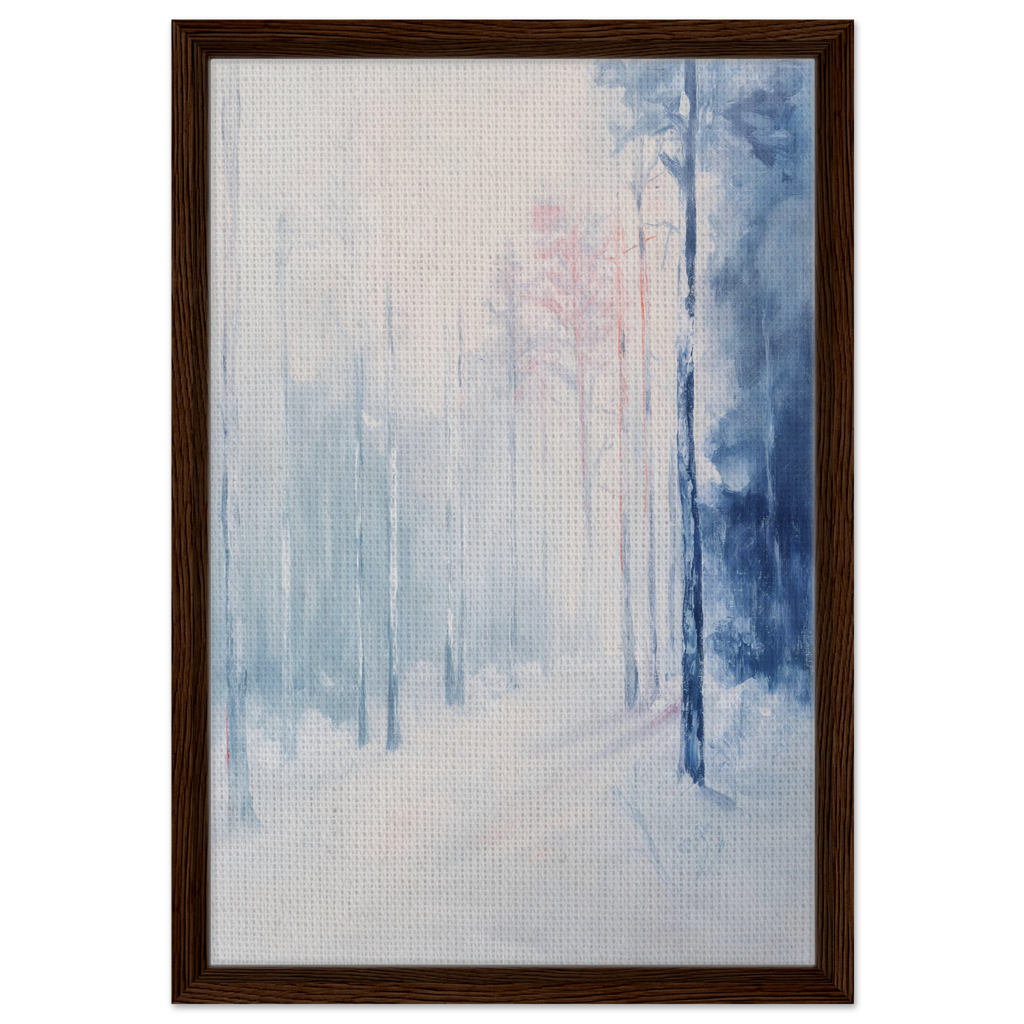 Abstract painting in soft blue and white tones for Ethereal Winter Soliloquy framed canvas print