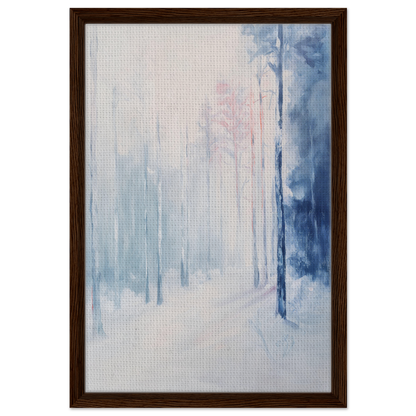 Abstract painting in soft blue and white tones for Ethereal Winter Soliloquy framed canvas print