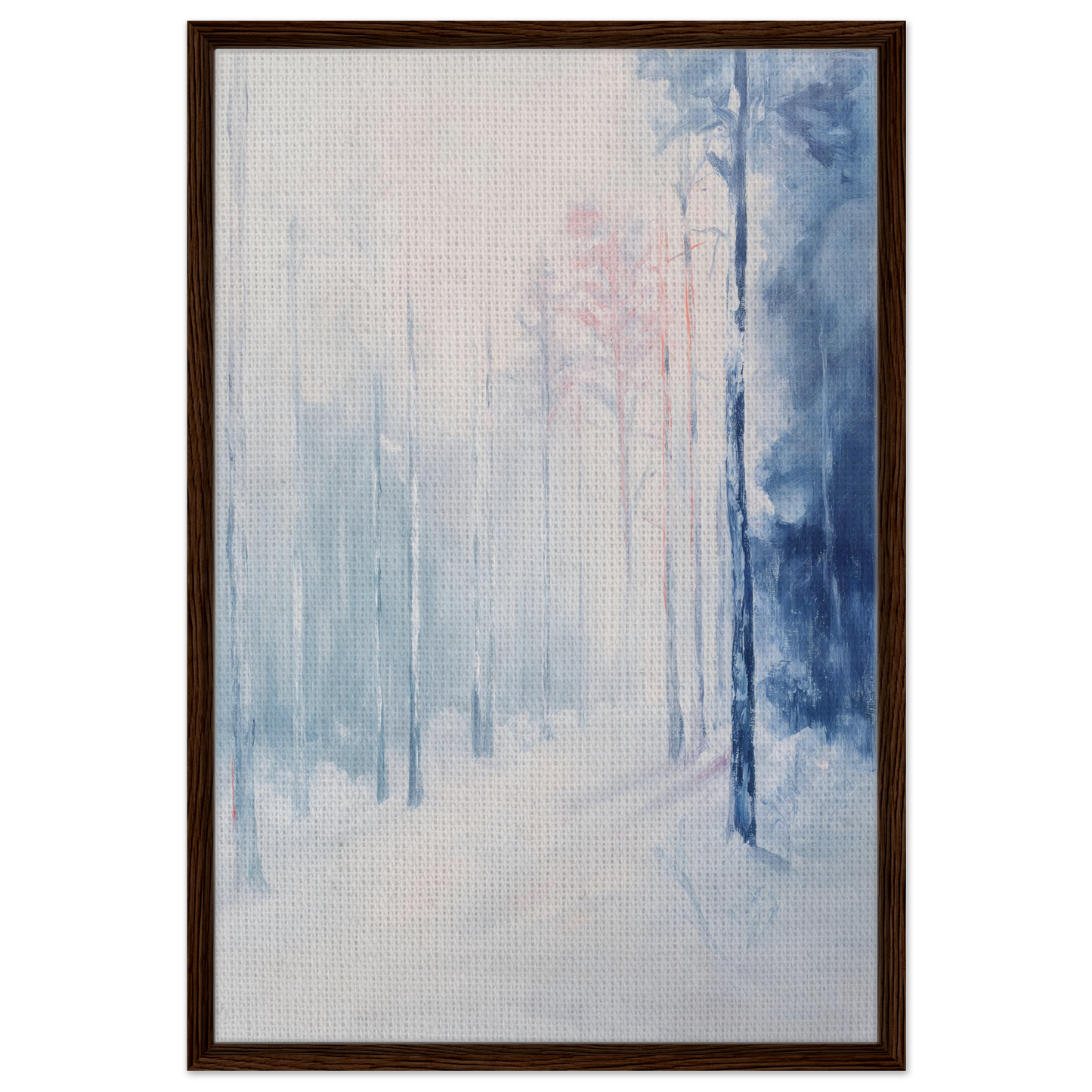 Abstract painting in soft blue and white, part of Ethereal Winter Soliloquy room decor