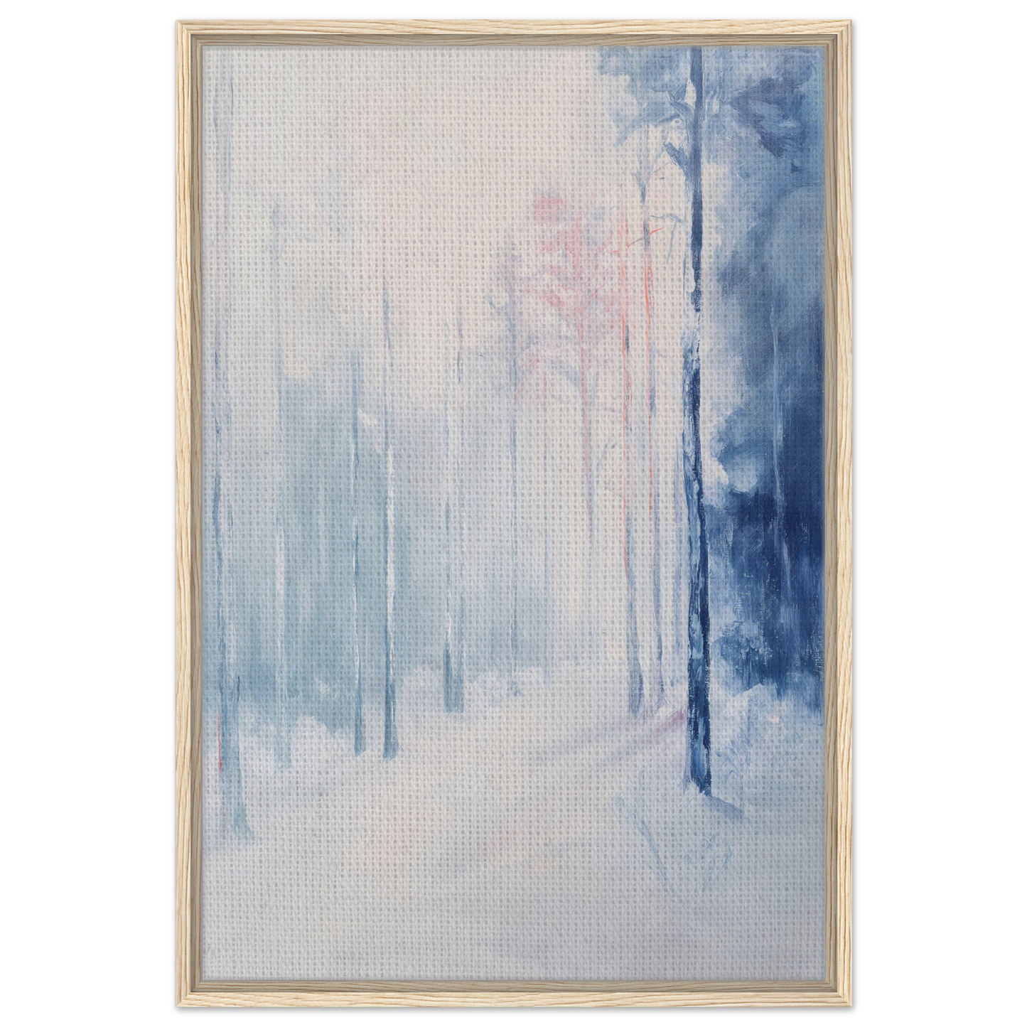 Abstract painting in soft blue and white tones for Ethereal Winter Soliloquy room decor