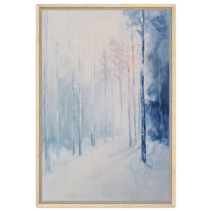 Abstract painting in soft blue and white tones for Ethereal Winter Soliloquy room decor