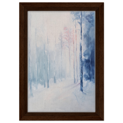 Abstract painting in soft blue and white evoking misty forest for Ethereal Winter Soliloquy