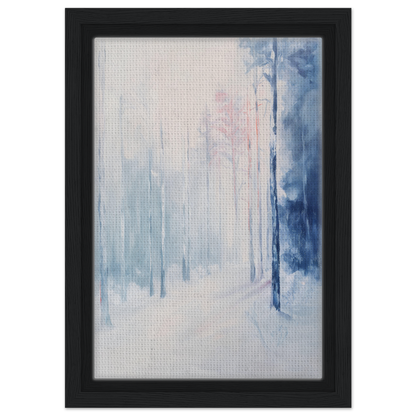 Abstract painting in soft blue and white tones, framed canvas print Ethereal Winter Soliloquy