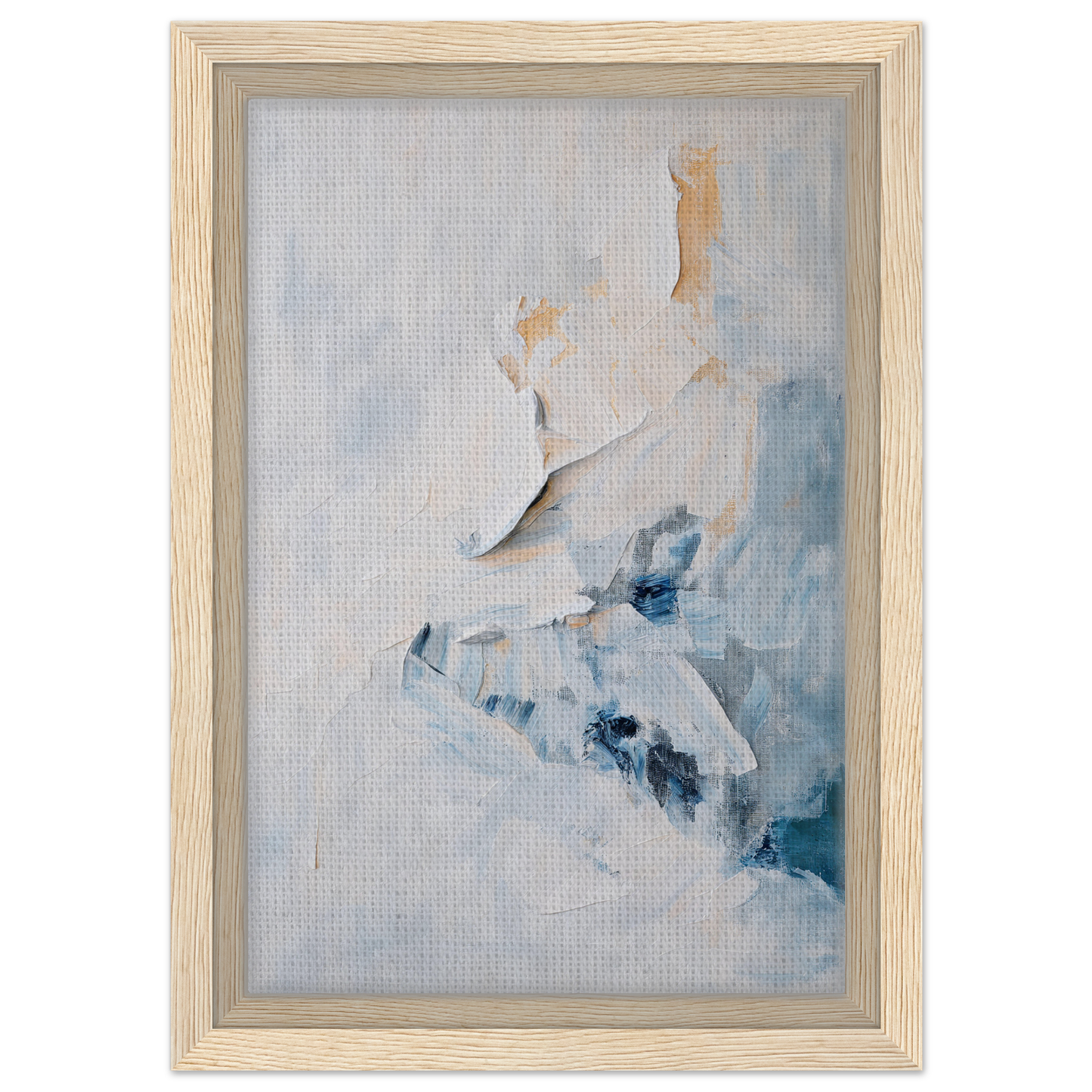 Abstract painting of a figure in white and blue for Etheric Silence Dreaming room decor