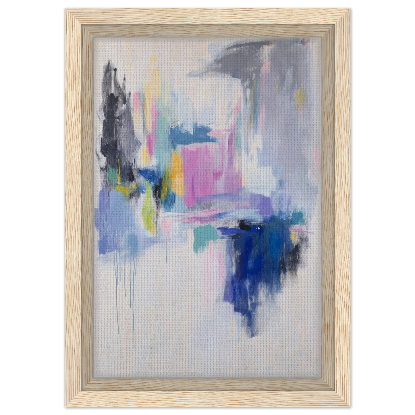 Abstract painting in euphoric color frenzy with colorful brushstrokes for room decor