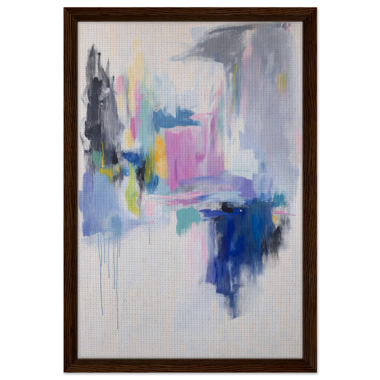 Abstract painting in soft pastels and bold blue accents from Euphoric Color Frenzy