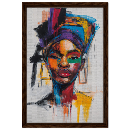 Vibrant abstract portrait showcasing Expressionist Color Chorus canvas art for stylish room decor