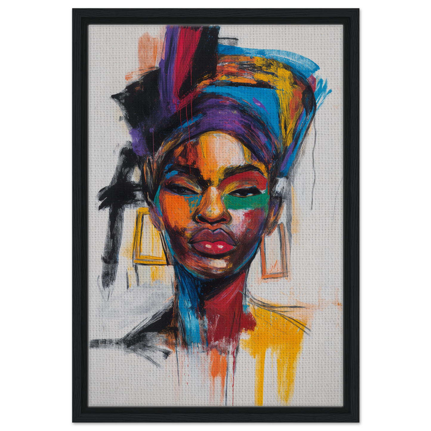 Vibrant abstract portrait painting showcasing Expressionist Color Chorus for elegant room decor