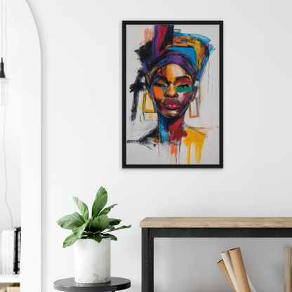 Vibrant abstract portrait in a black frame from Expressionist Color Chorus collection