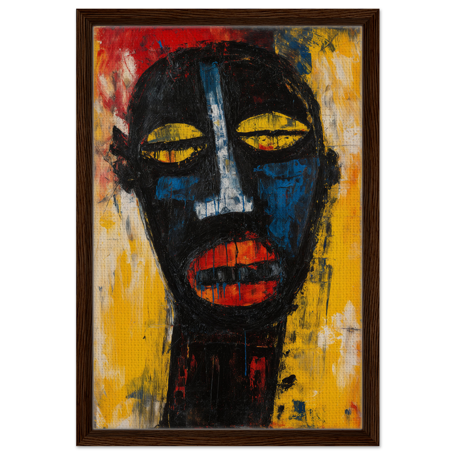 Abstract portrait with bold colors for Expressive Reality Gaze framed canvas print