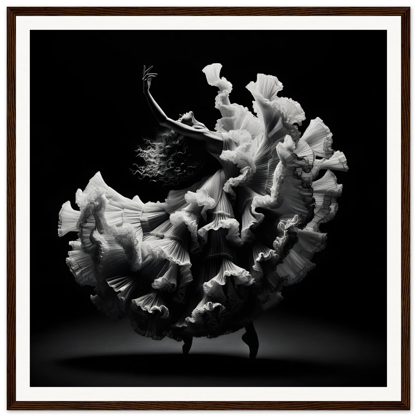 Flowing white dress in motion from Ecstatic Twirl Shadows special edition art™