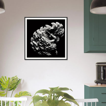 Black and white framed artwork of a pinecone in Alchemy in Motion special edition art™