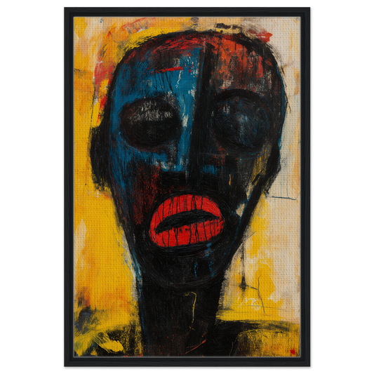 Abstract portrait of a dark face with bright red lips from Face’s Psyche Palette