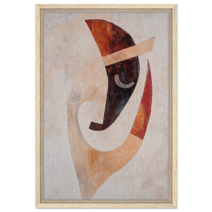 Abstract painting of curved shapes in earthy tones for Facial Kaleidoscope Reverie framed canvas print